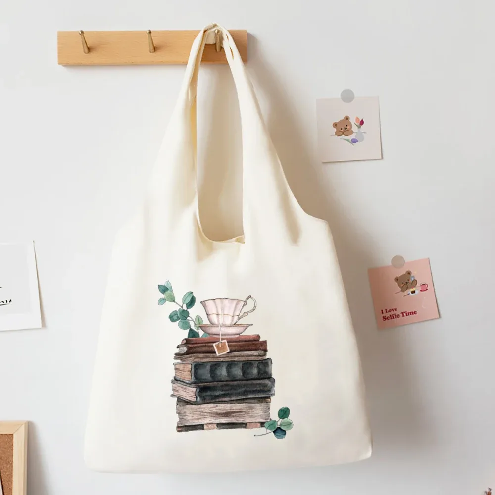livres floraux imprimé sac à bandoulière livre de littérature fleur fourre-tout sacs illustration filles livre sac voyage harajuku toile sac à main