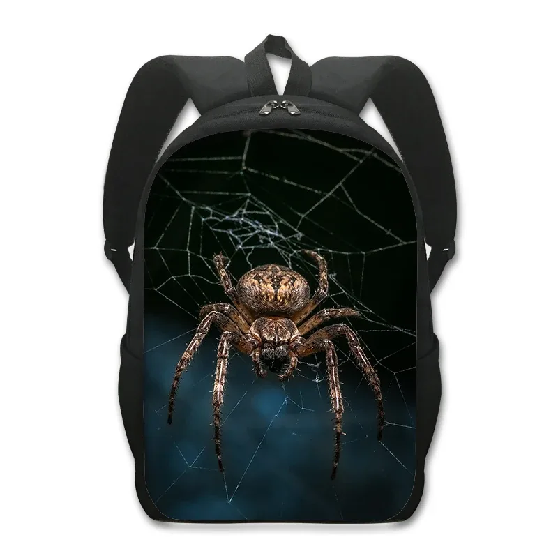 sac à dos imprimé animal de compagnie de 16 pouces pour femme et enfant, fourre-tout d'école, de voyage, avec grenouille, caméléon, serpent, araignée, livre, cadeau
