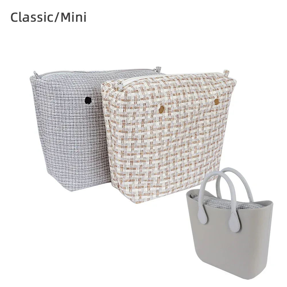 organisateur classique en toile de lin tanqu, doublure intérieure en tissu pour obag mini o bag, accessoire pour sac à main femme