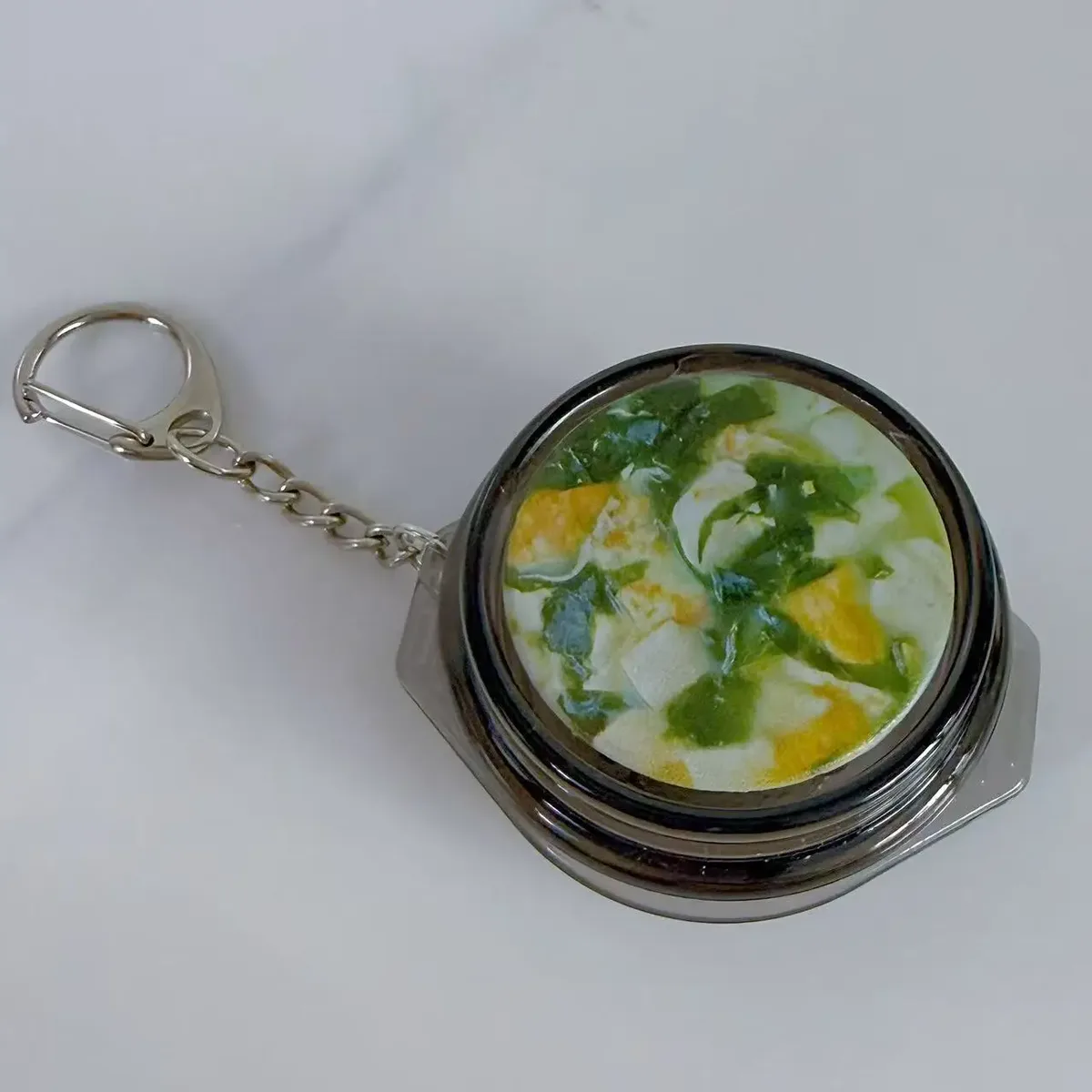porte-clés coréen en forme de mini-aliment, bouton lumineux, charm kawaii pour sac, cadeau mignon pour amoureux de la cuisine, accessoire pour sac à dos et sac à main