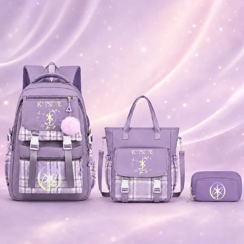 sac dos nylon violet noir motifs floraux géométriques accessoires stylos intérieur informatique voyage femme