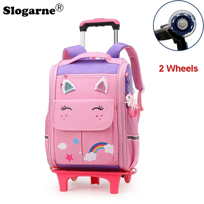 sac à dos d'école à roulettes pour enfant fille et garçon