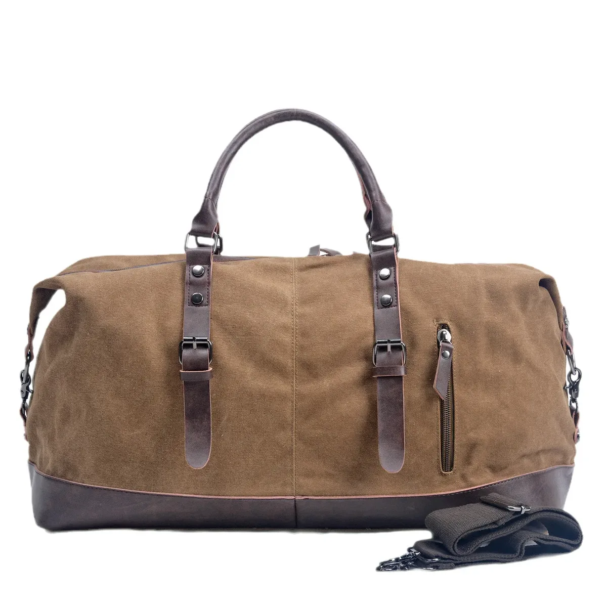 sac de voyage décontracté rétro européen et américain de grande capacité, sac messager en cuir pu et toile pour hommes, sac de sport fitness