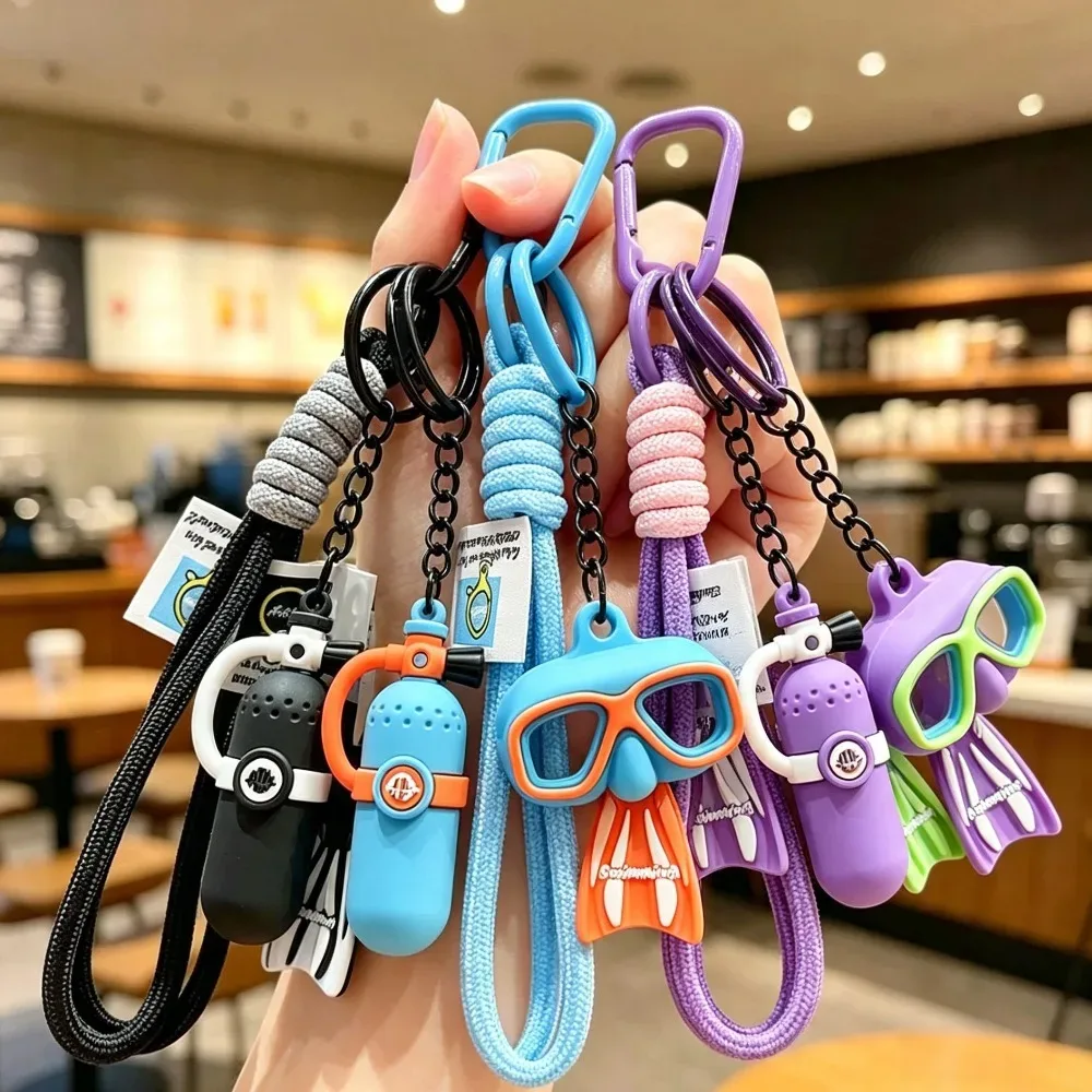 Porte-clés de plongée : Mini-bouteille d'oxygène, pagaie de natation, masque de plongée – Cadeau thème océan pour plongeur, breloque pour sac à dos