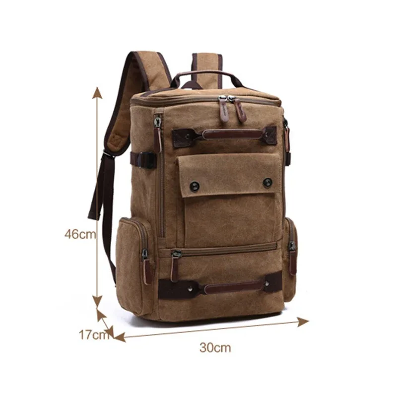 sac à dos vintage en toile pour homme, cartable d'école, de voyage, grande capacité, pour ordinateur portable