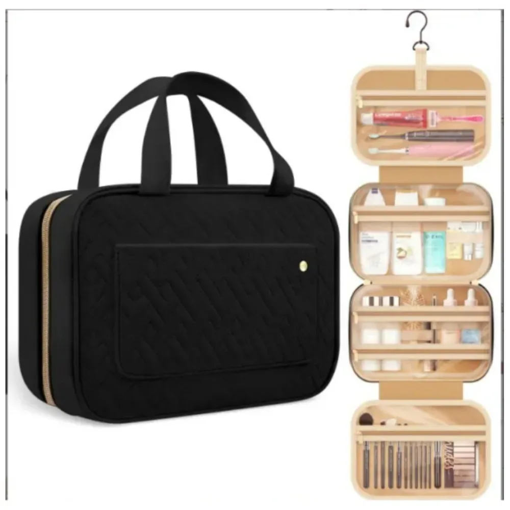 sac de maquillage pliable à la mode, sac à main cosmétique suspendu étanche, kit de beauté de grande capacité, sac de voyage