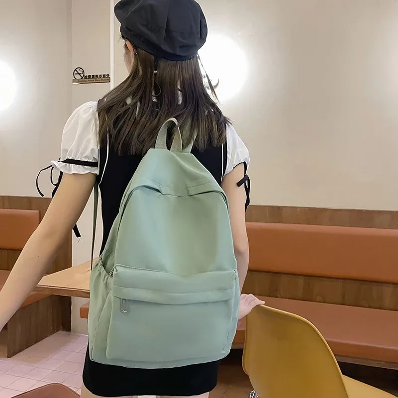 sac à dos décontracté simple de couleur unie, léger et pour lycéen, sac à dos multifonctionnel adapté aux voyages et à l'école