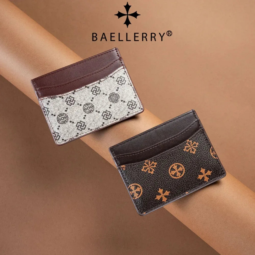 porte-cartes en cuir pu imprimé baellerry, porte-documents multi-emplacements, porte-cartes bancaires, portefeuilles pour hommes et femmes