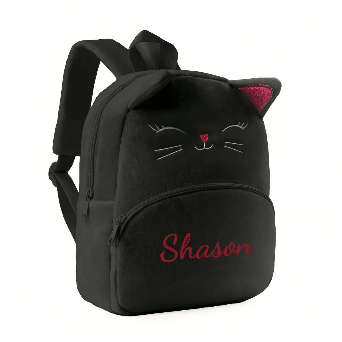 sac à dos personnalisé avec nom de chat de dessin animé pour fille, texte brodé, sac à dos de loisirs de voyage en plein air, sac pour femme, cadeau de rentrée scolaire