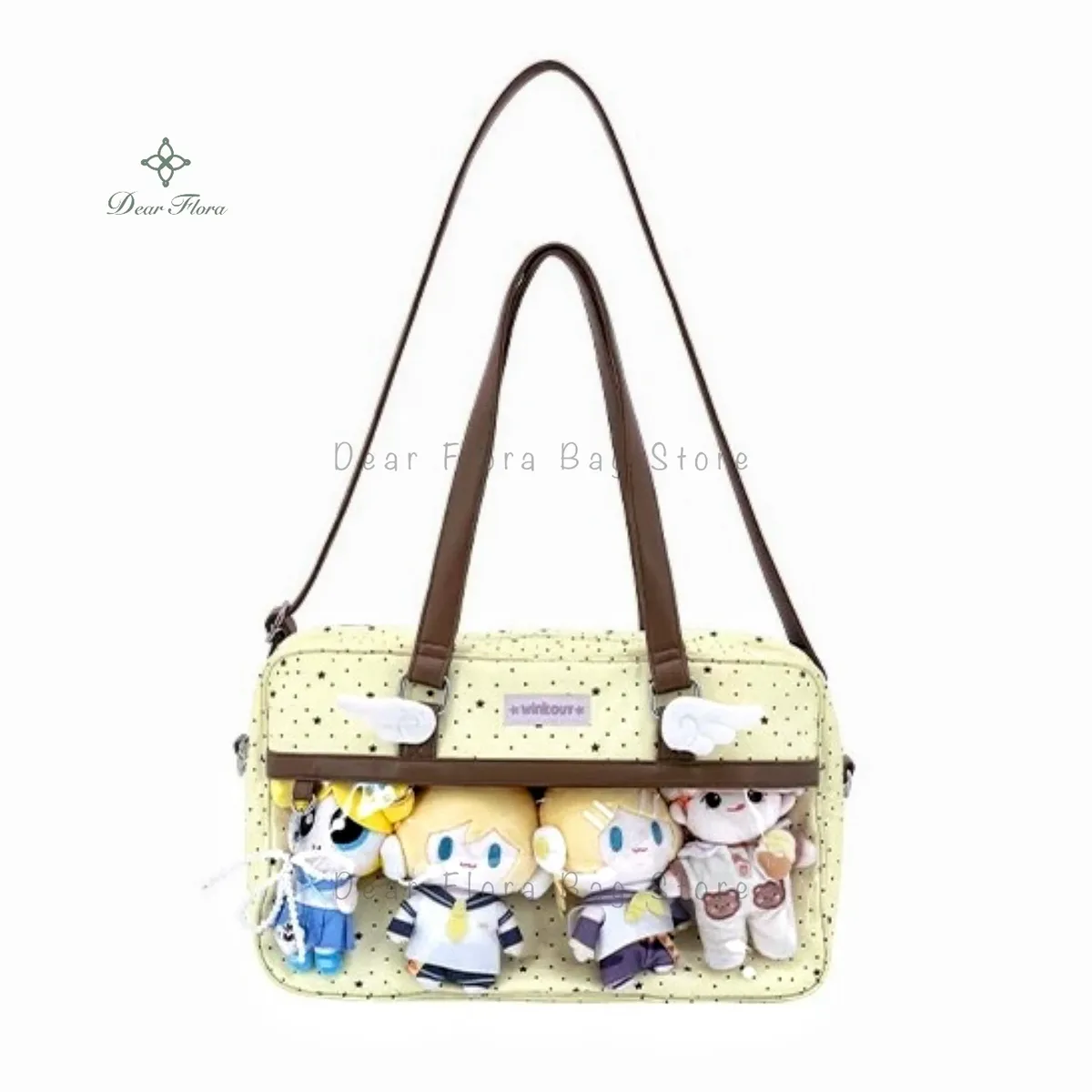 nouveau y2k mignon dentelle ita sac grande capacité lolita filles poche transparente bricolage badge affichage sac à bandoulière décontracté à pois sac à main
