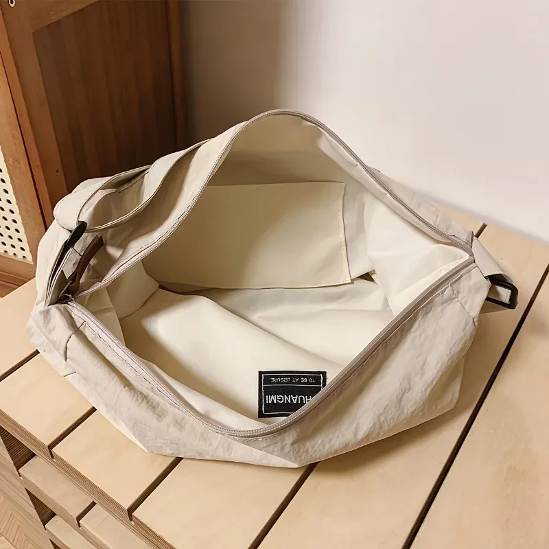 sac à main en nylon, sac à bandoulière souple, sac hobo, sac messager de couleur unie pour femmes, pour le travail quotidien, le shopping, les voyages et les activités de plein air