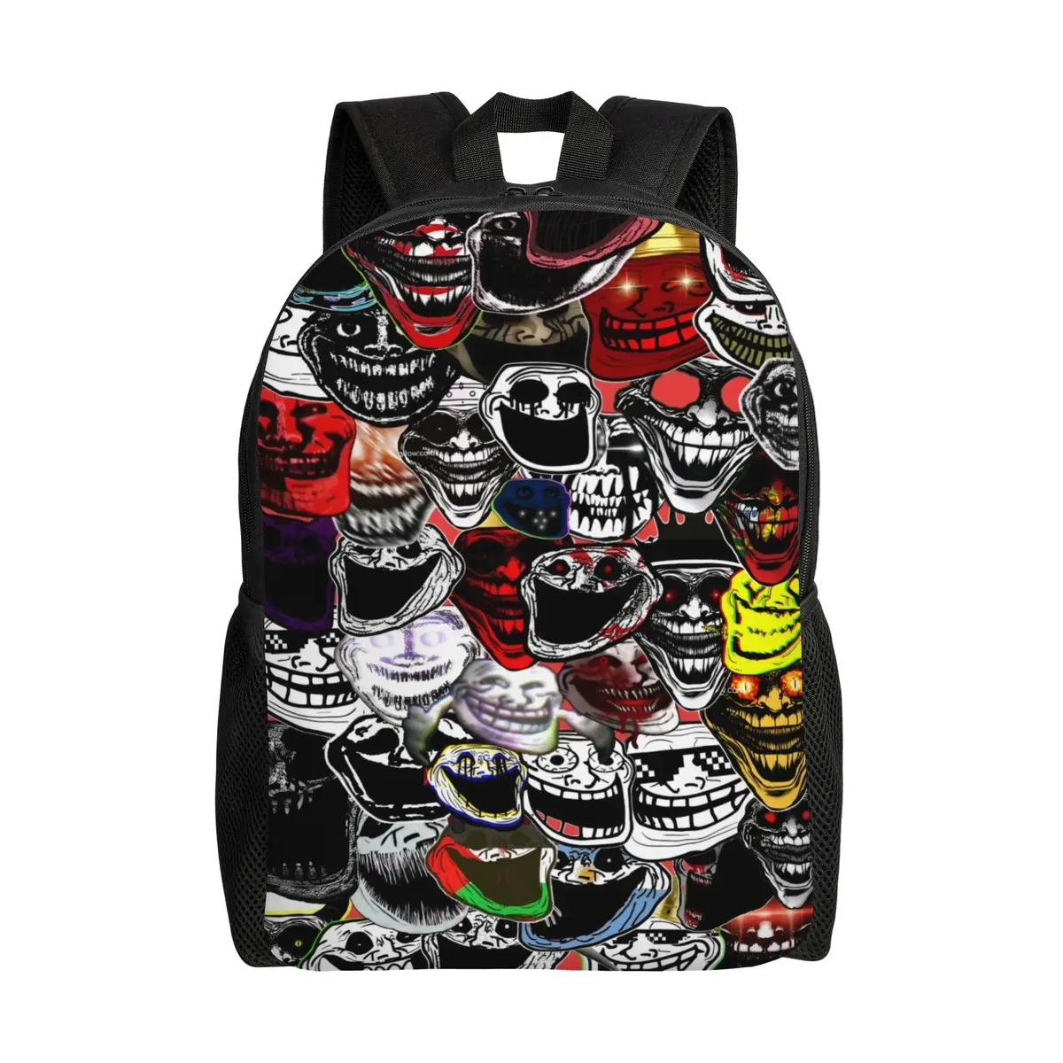 sac à dos personnalisé trollface amusant pour ordinateur portable, sac à dos basique pour femmes et hommes, sac à dos pour l'école, le collège, l'université, sac de dessin animé