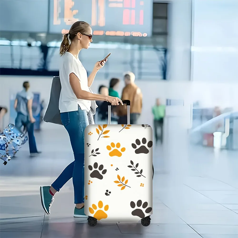 housse valise polyester motif pattes animal blanc bleu noir gris protection voyage grande taille
