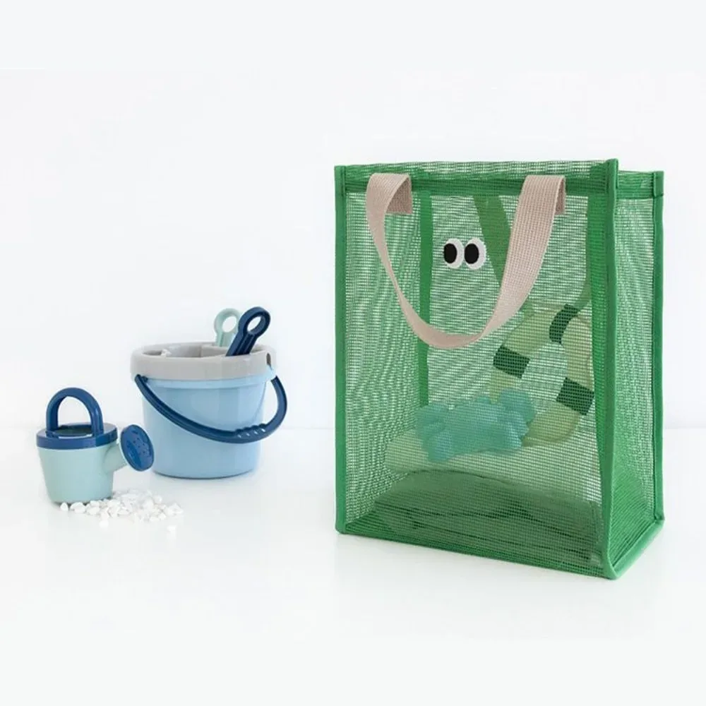 sac de plage en maille à grands yeux de dessin animé, sac de voyage multifonctionnel grande capacité, pochette cosmétique portable, trousse de toilette pour la natation