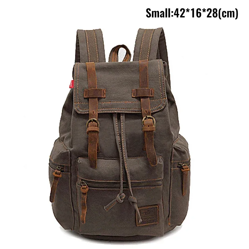 sac à dos rétro en toile pour homme, adapté pour ordinateur portable 14 pouces, vintage, résistant à l'usure, café, livraison au goutte-à-goutte, 36-55l