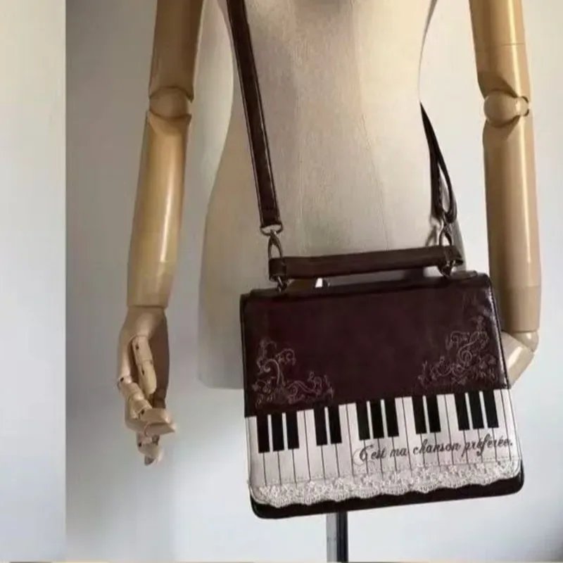 piano marron carré sac de messager sac à dos femmes harajuku vintage poignée sacs à bandoulière dames fée noyau esthétique sac à main 2025