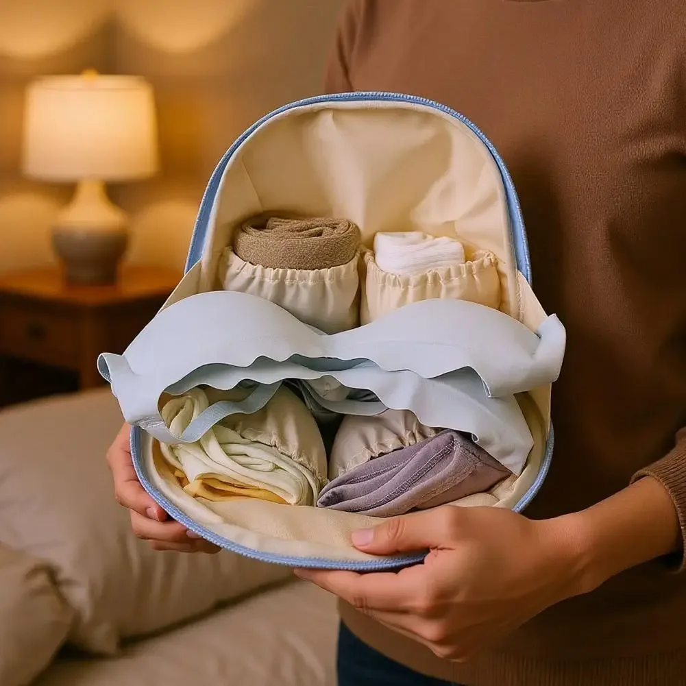 sac de rangement portable pour chaussettes et sous-vêtements, organisateur de voyage 3 en 1 pour soutien-gorge, en tissu oxford, pour valise