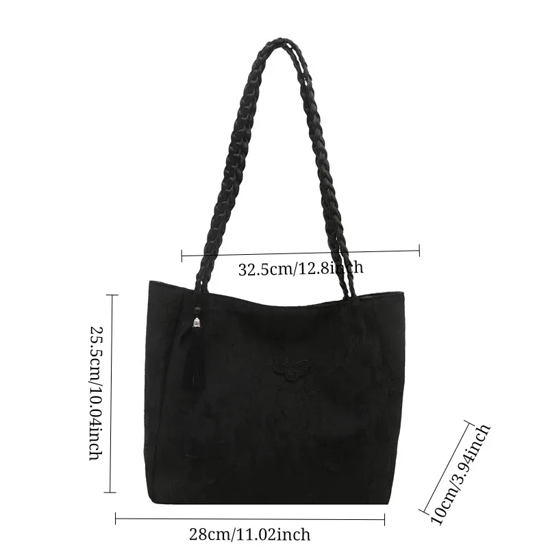 texture loisirs nouveau style chinois sac à bandoulière antique polyvalent grande capacité sac fourre-tout élément hanfu travail banlieue sac de rangement