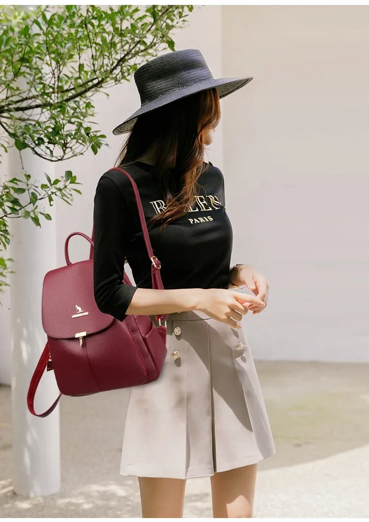 sac à dos en cuir de haute qualité pour femmes, grande capacité, sacs à bandoulière pour l'école, sacs à dos de voyage pour adolescentes, sac à dos de créateur