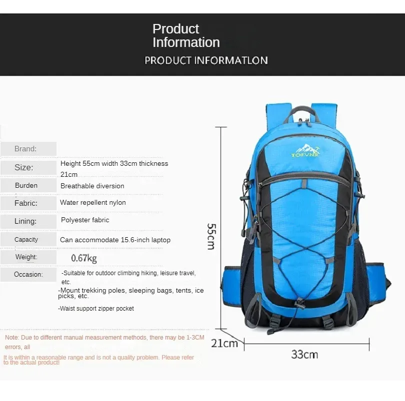 sac à dos d'escalade étanche pour hommes et femmes, sac à dos de sports de plein air, sacs à dos de voyage, camping, randonnée, trekking, 50l