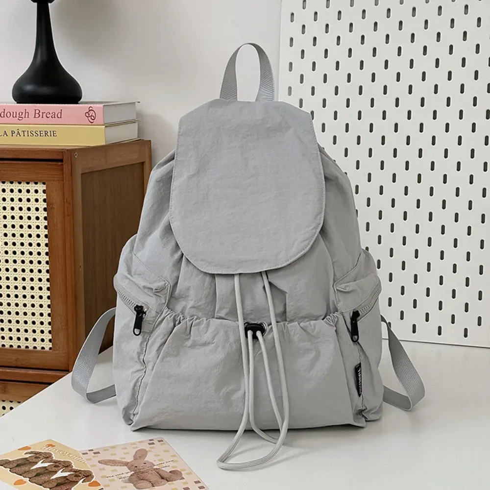 sac à dos de voyage léger et décontracté, style coréen, en nylon, avec cordon de serrage, étanche, grande capacité, cartable pour étudiants et adolescents