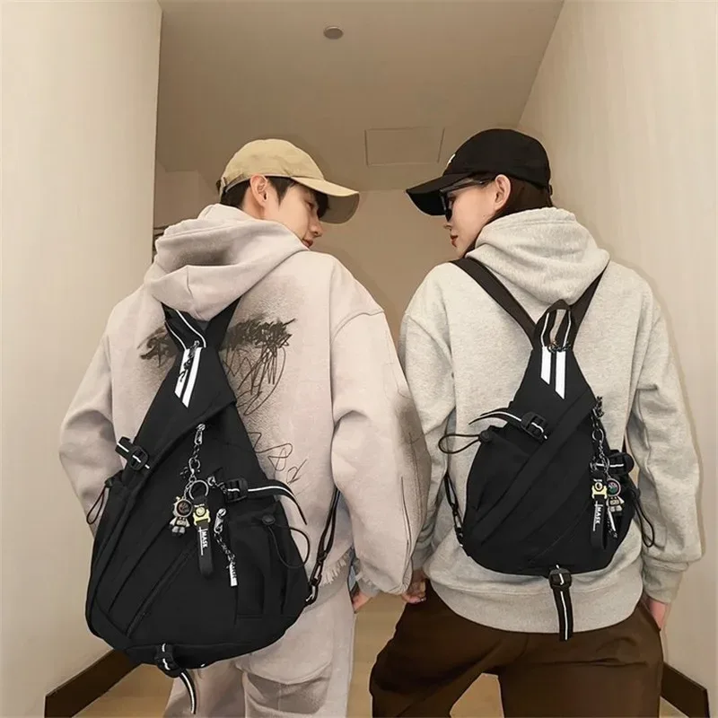 2024 techwear style hip hop sport moto sac à dos hommes femmes multifonction étanche voyage unique épaule sac d'école