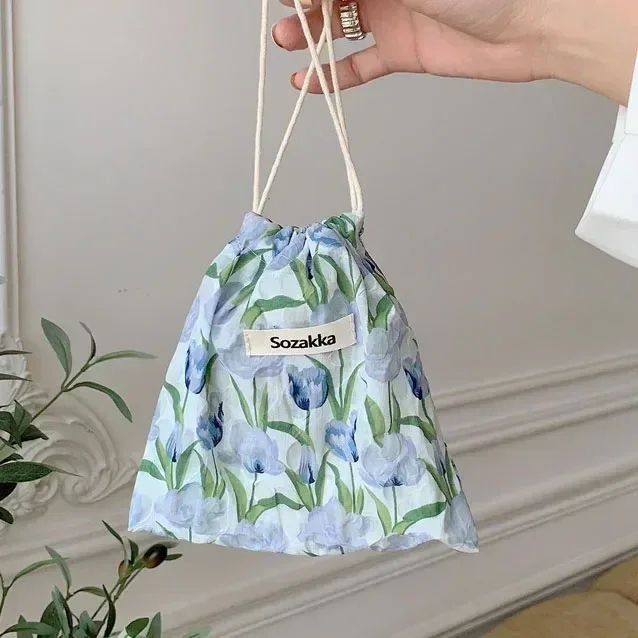 sacs à main de maquillage mignons pour femmes, sac de rangement pour cosmétiques de voyage, porte-monnaie pour rouge à lèvres et grill floral, portefeuille kawaii, petite pochette en poudre