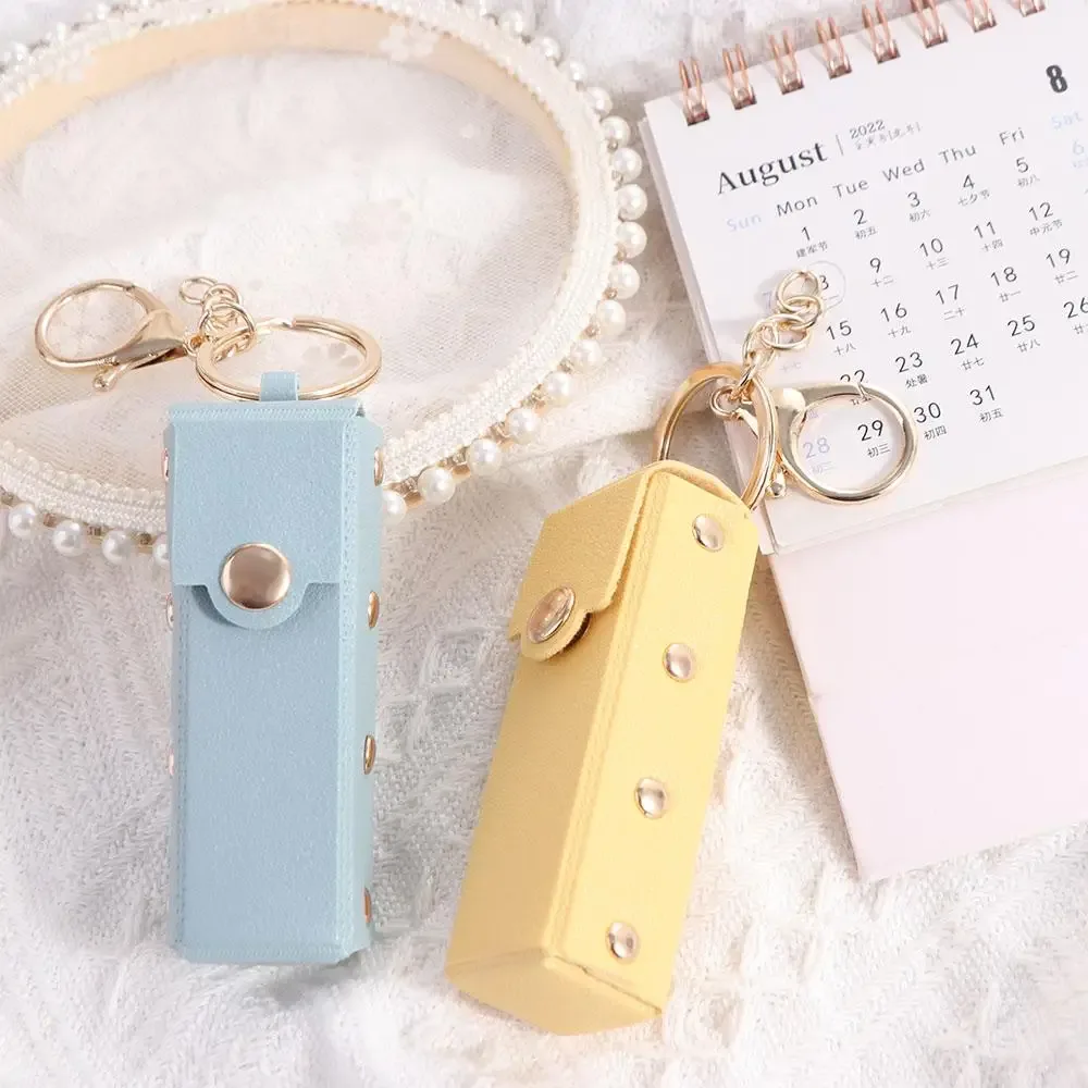 pochette à rouge à lèvres portable et étanche avec porte-clés, étui de rangement en cuir souple pour rouges à lèvres, housse de protection cosmétique