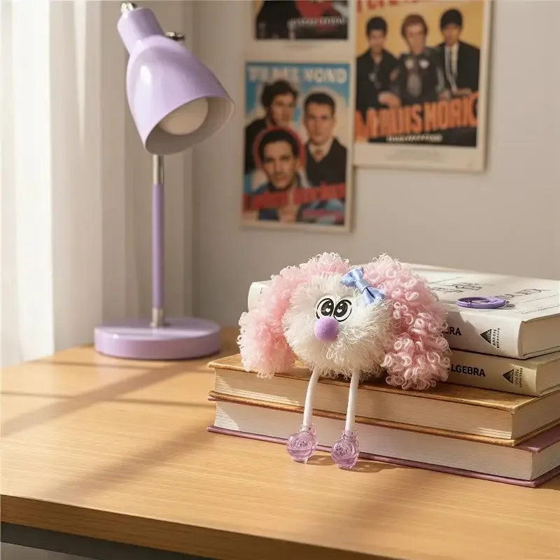 porte-clés poupée en peluche à cheveux bouclés et moelleux avec joli nœud, idéal comme pendentif de sac à dos, cadeau pour adolescentes