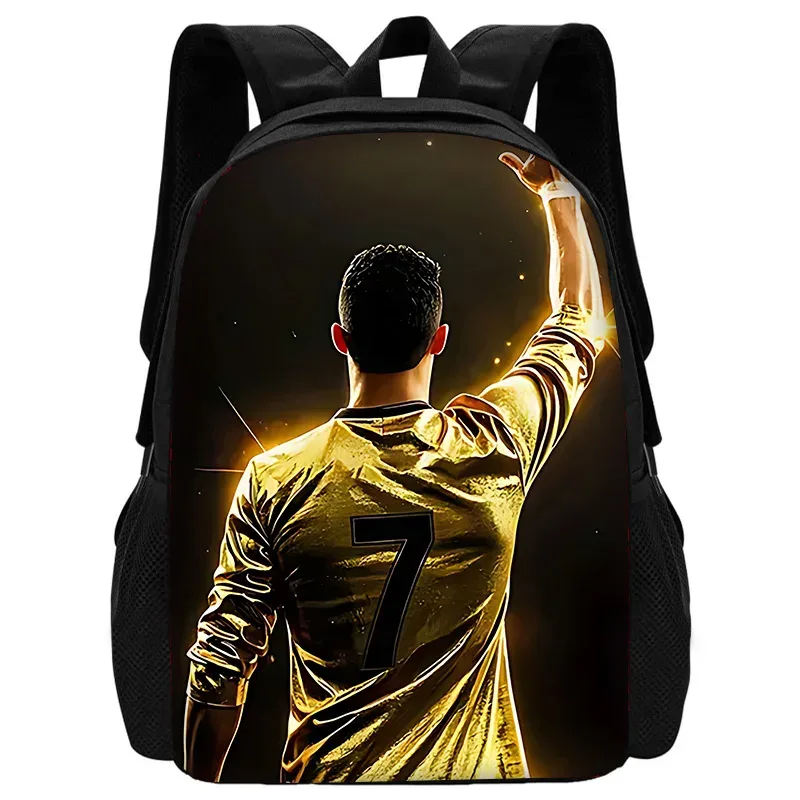 sac à dos d'école pour enfants football star avec sacs à déjeuner r-ronaldos, trousses à crayons, sacs d'école c-cr7 pour garçons et filles, meilleur cadeau