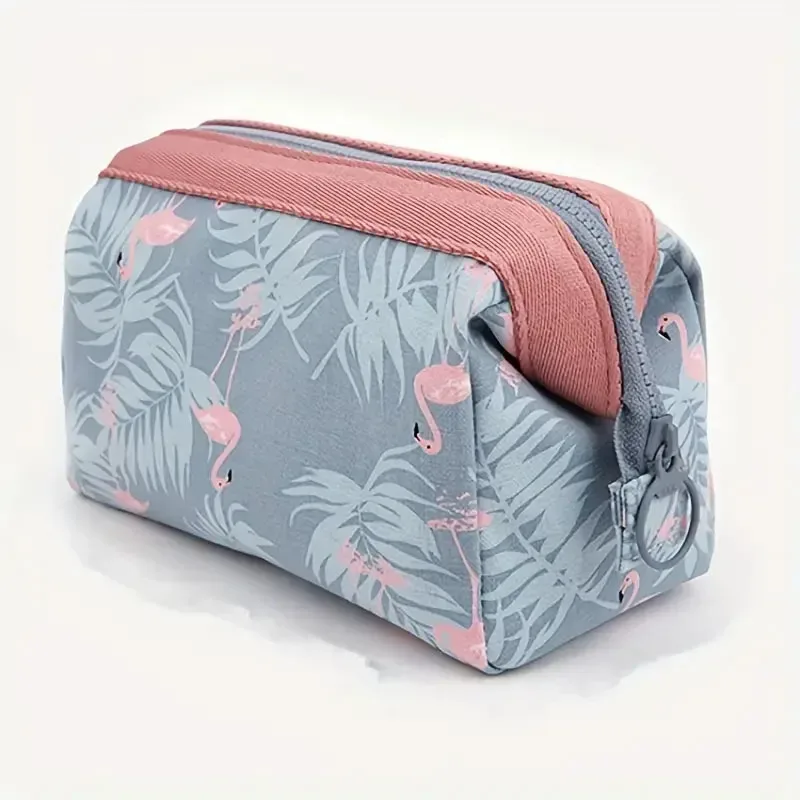 trousse de maquillage pour femmes, sac de rangement de toilette essentiel de voyage flamant rose, sac à cosmétiques portable, sac de rangement organisateur de grande capacité