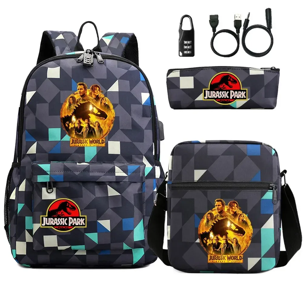 sac dos tissu oxford unisexe noir logo jurassic world bandoulière arquée compartiment intérieur style dessin animé usage voyage