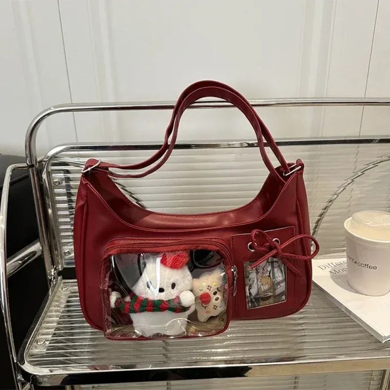 sac à bandoulière y2k harajuku pour femme, sac ita transparent coréen, sac à bandoulière scolaire, sac à main de créateur japonais style preppy