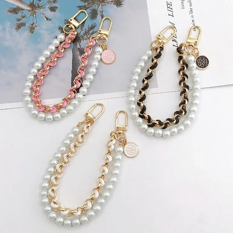 1 pièce sangle de sac vintage en perles pour sac à main, chaîne double couche en perles, cordon de téléphone, poignées de remplacement exquises pour sac, accessoire de sac