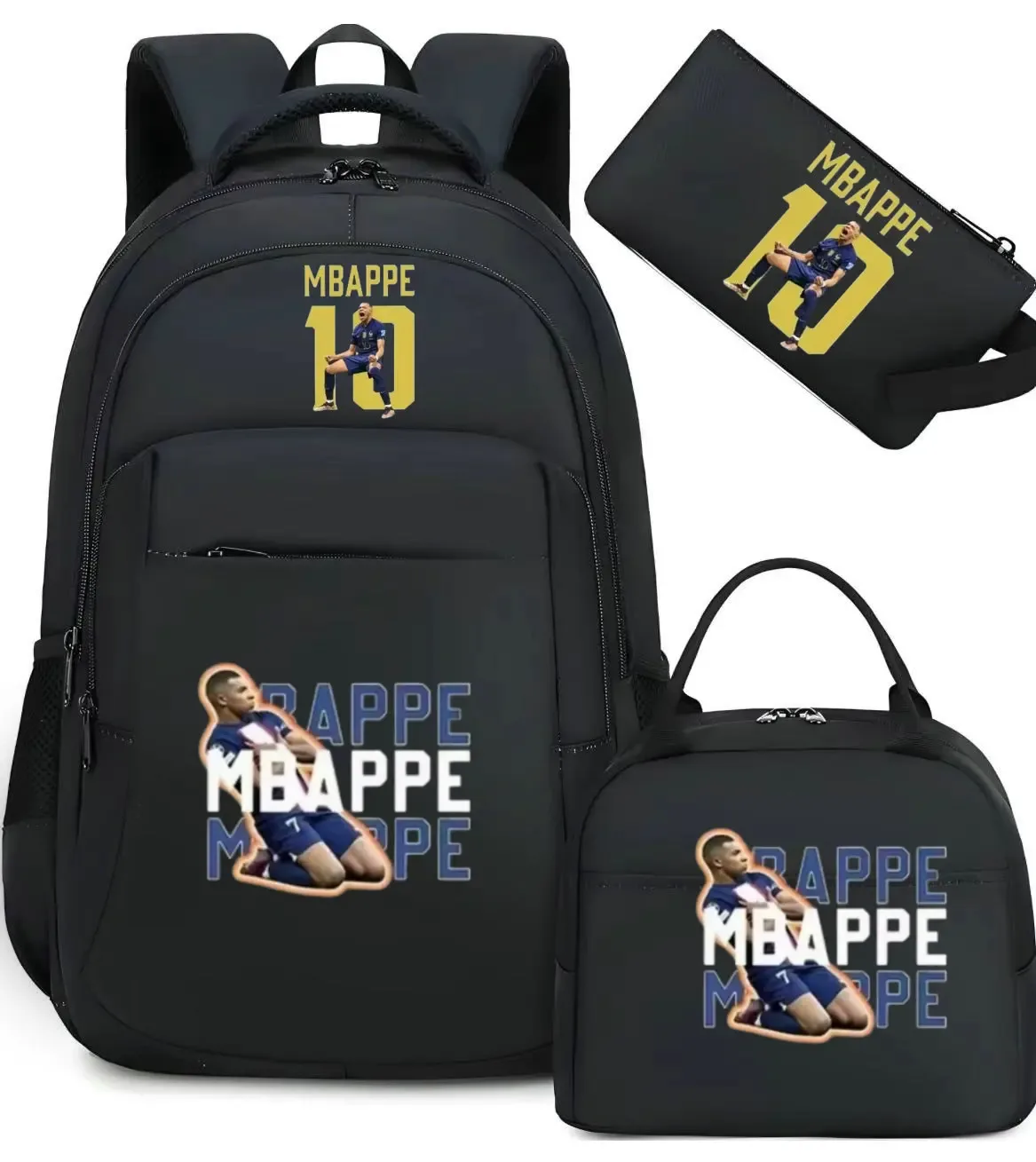 sac à dos m-mbappe camouflage 3 pièces, sacs d'école pour ordinateur portable, pour garçons et filles, sacs de voyage décontractés pour femmes et hommes, mochila