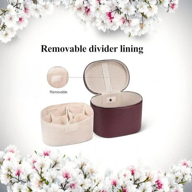 trousse de maquillage portable en cuir pu avec séparateur amovible, organisateur de cosmétiques, sac à main de grande capacité, trousse de toilette de voyage pour femmes, cadeaux