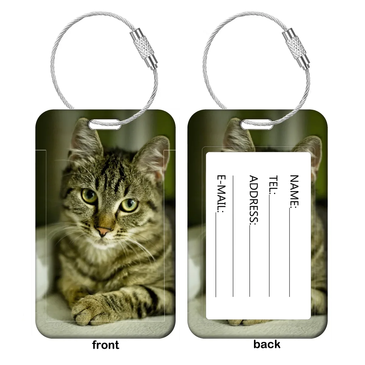 étiquettes de bagage chat mignon, porte-adresses et noms pour valises, étiquettes de bagage chaton, accessoires de voyage pour valises