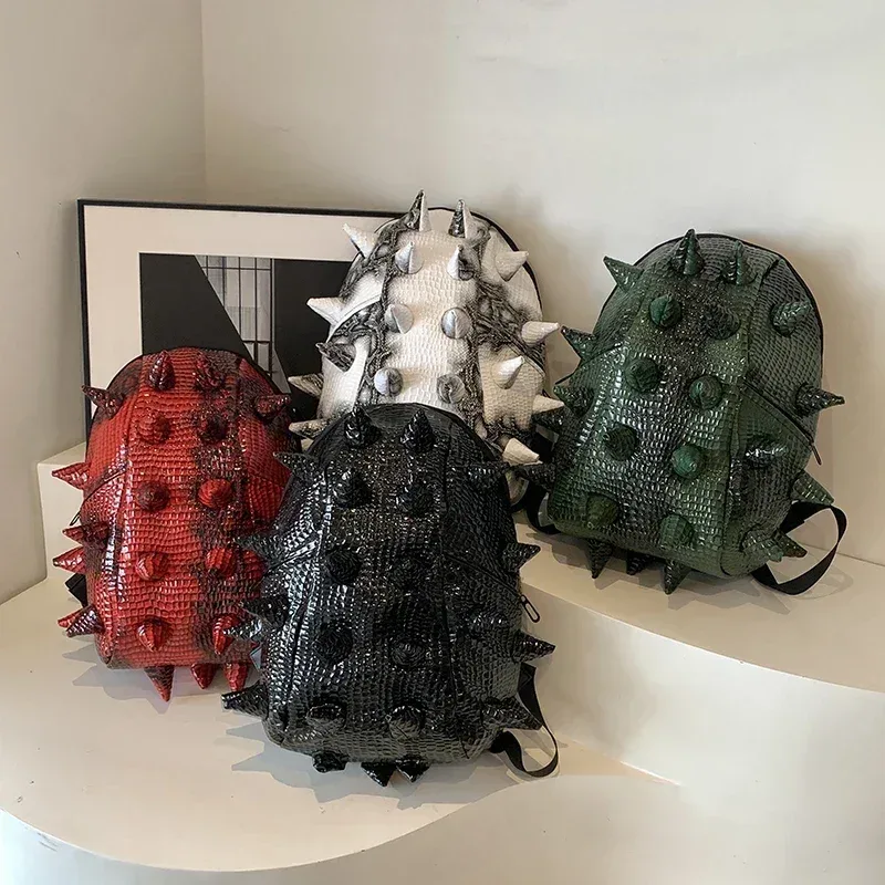 sacs à dos en pu en forme de hérisson, grande capacité, haute qualité, design unique, personnalité, unisexe, nouveau style à la mode 2024