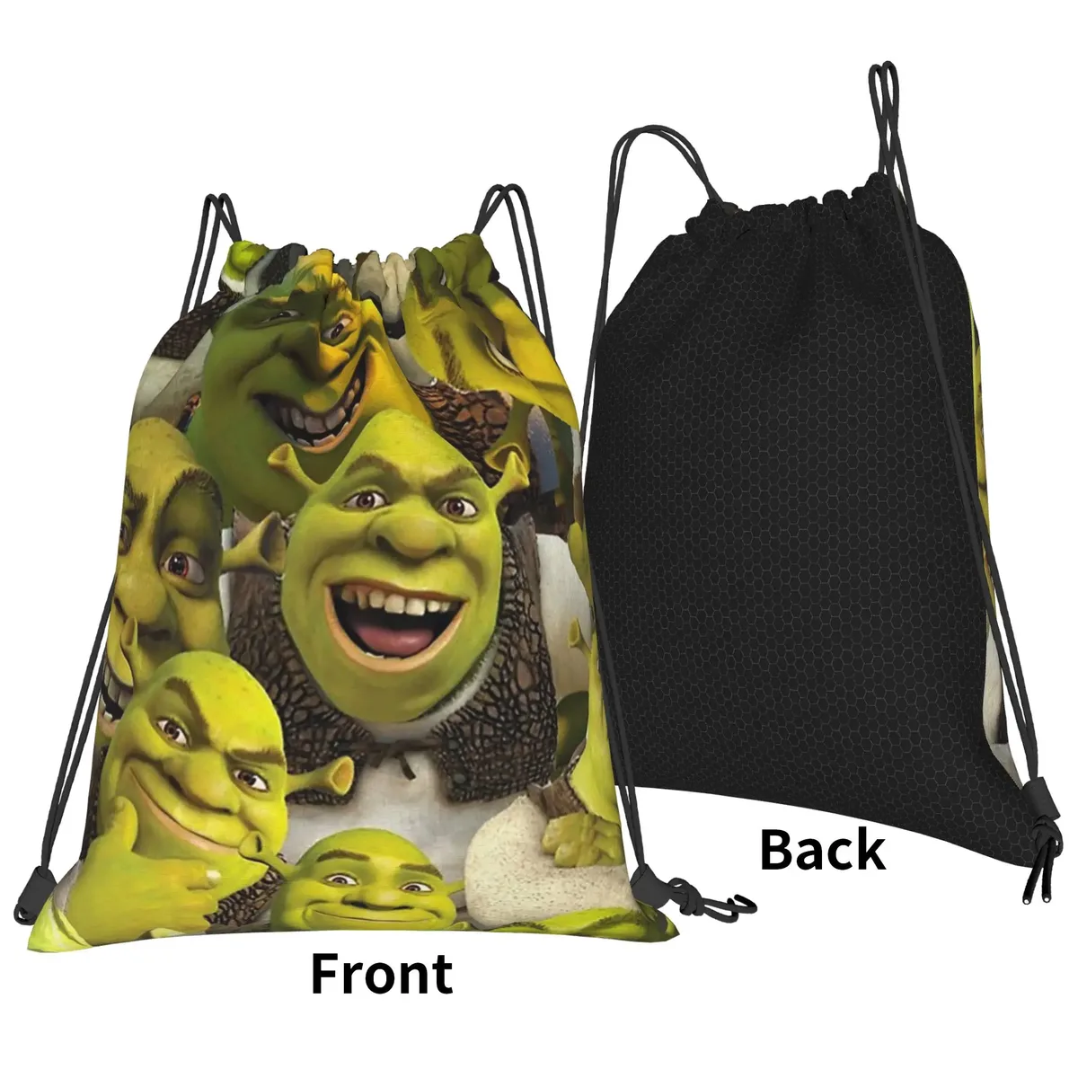sac à dos à cordon shreks memes, sac de sport résistant à l'eau, sac à cordon avec visage drôle d'anime pour le yoga, 36 cm (largeur) x 43 cm (hauteur)