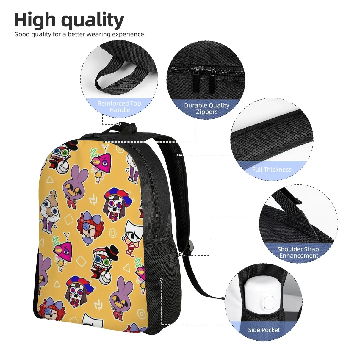 sac à dos pomnis jaxs ragathas pour hommes, femmes, étudiants, a-amazings d-digitals c-circuse, sacs en toile pour ordinateur portable, pour l'extérieur