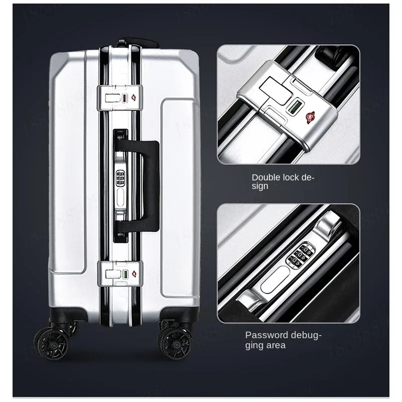 valise universelle avec cadre en aluminium, valise à roulettes, valise d'embarquement à roulettes, verrouillage par mot de passe, voyage d'affaires, nouveau, 20 ", 24/28"