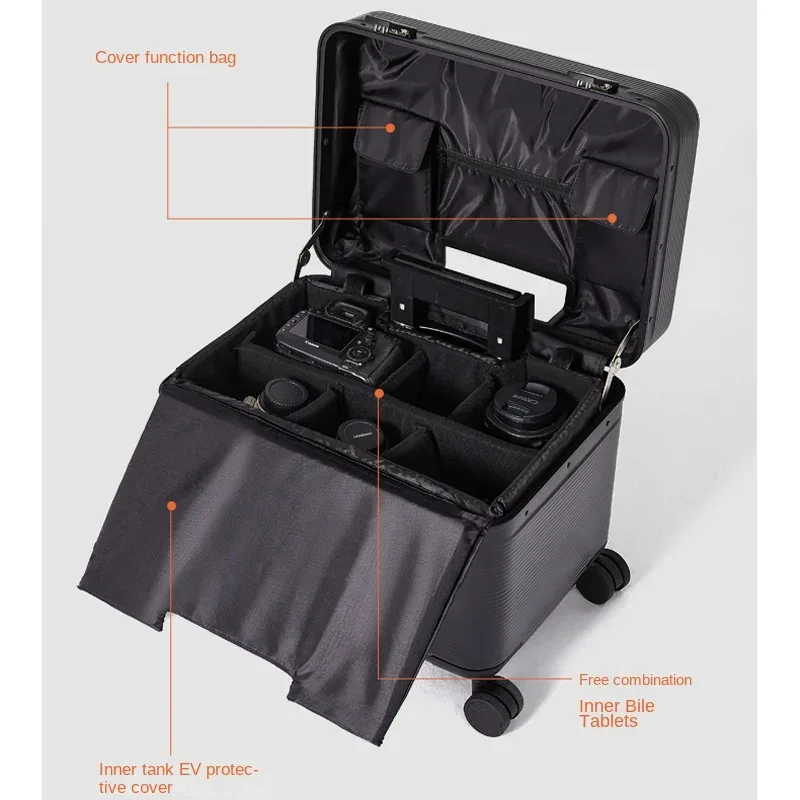 top flip photographie cadre en aluminium valise de voyage boîtier de chariot instrument de beauté bagages 20/ 24 pouces valise de cabine