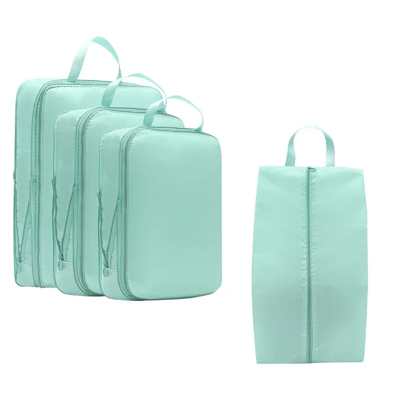 organisateur voyage polyester doux beige clair compartiments multifonctionnels organiser vêtements chaussures cosmétiques articles toilette