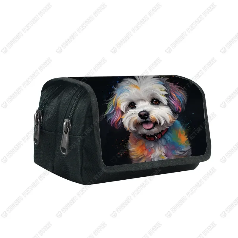 trousse à cosmétiques motif chien d'interconnexion, papeterie de maquillage, troupeau de contribuables allemands, chiots shih tzu, sac à crayons, porte-pinceaux