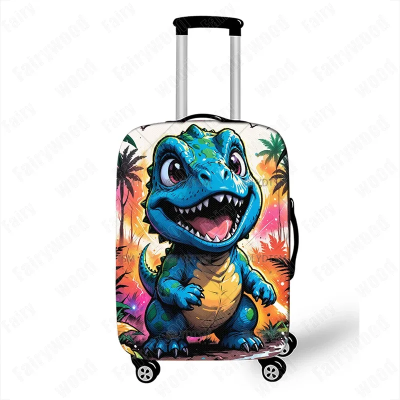 housse de protection pour valise graphique de voyage, 18-30 pouces, imprimé dinosaure de dessin animé mignon, housse de protection élastique pour boîtier de chariot