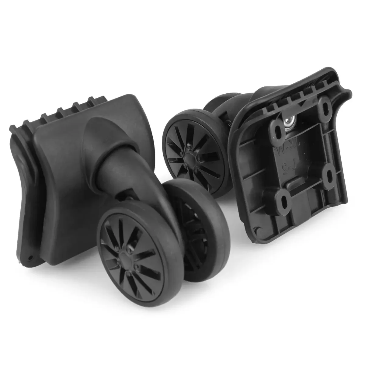 guguluza 1 paire de roues de rechange pour valise avec 4 trous de fixation, roulettes de chariot double rangée 360° ° kit de réparation de spinner