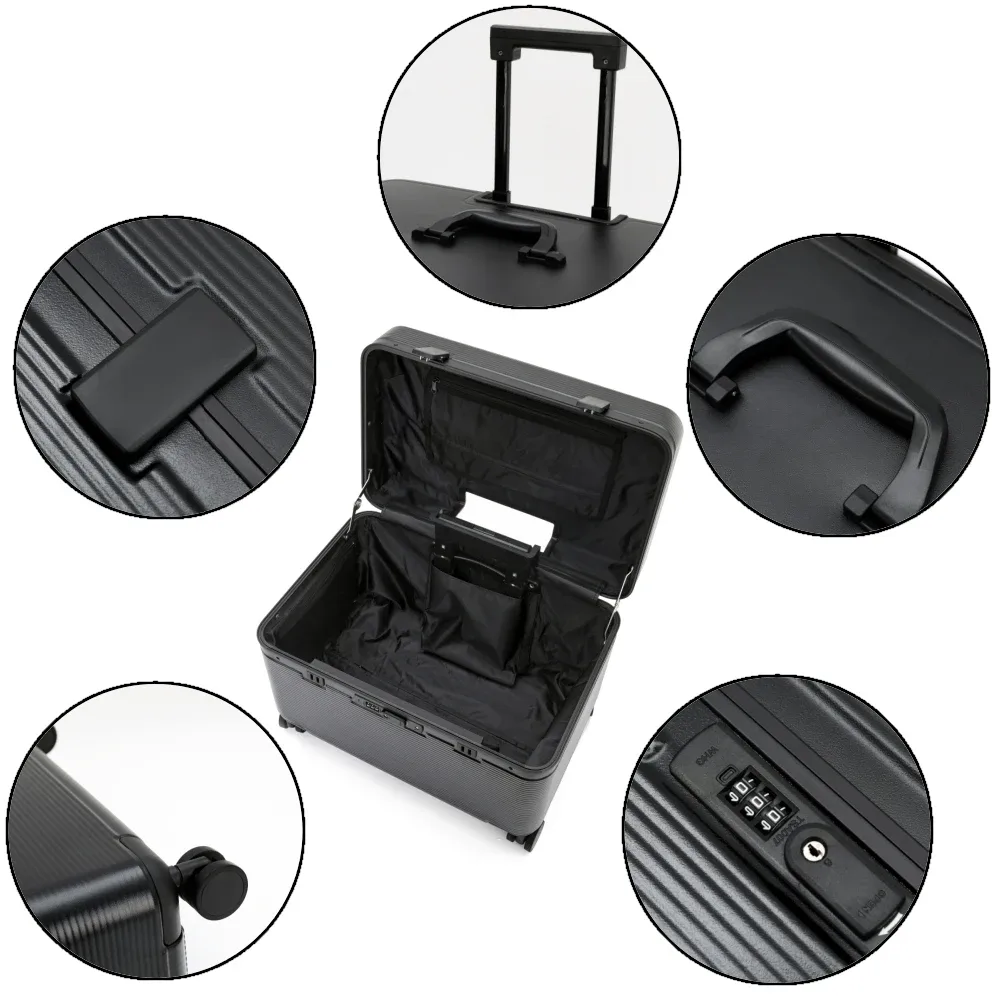 valise de voyage à ouverture supérieure 18/20 pouces, boîtier de chariot d'embarquement avec cadre en alliage d'aluminium, bagages roulants pc + matériau abs