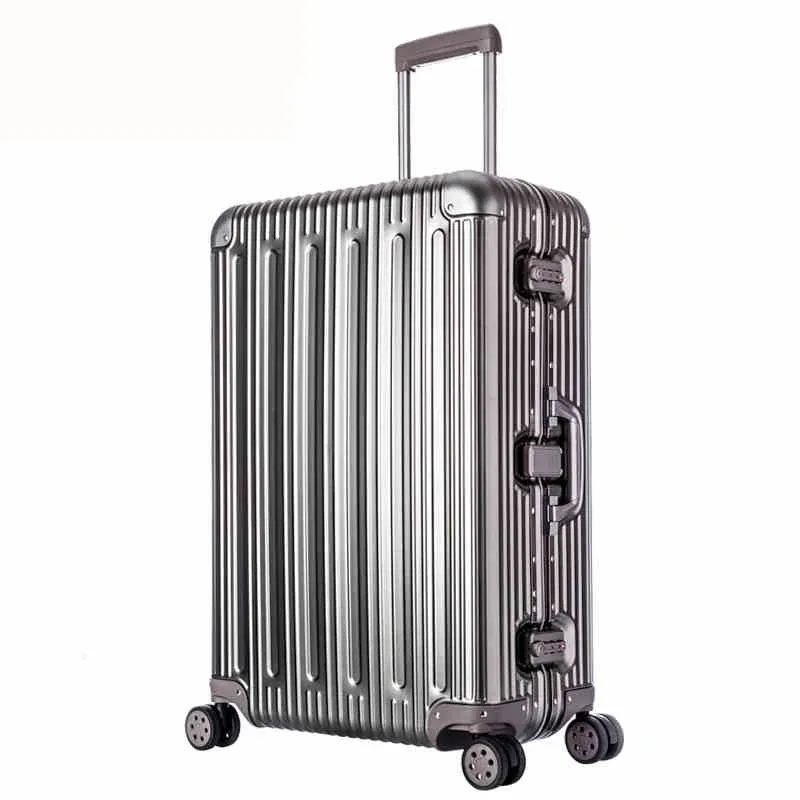 nouvelle valise à roulettes rigide en alliage d'aluminium de haute qualité, valise de voyage, bagage enregistrable 20'26'30'31'33 pouces