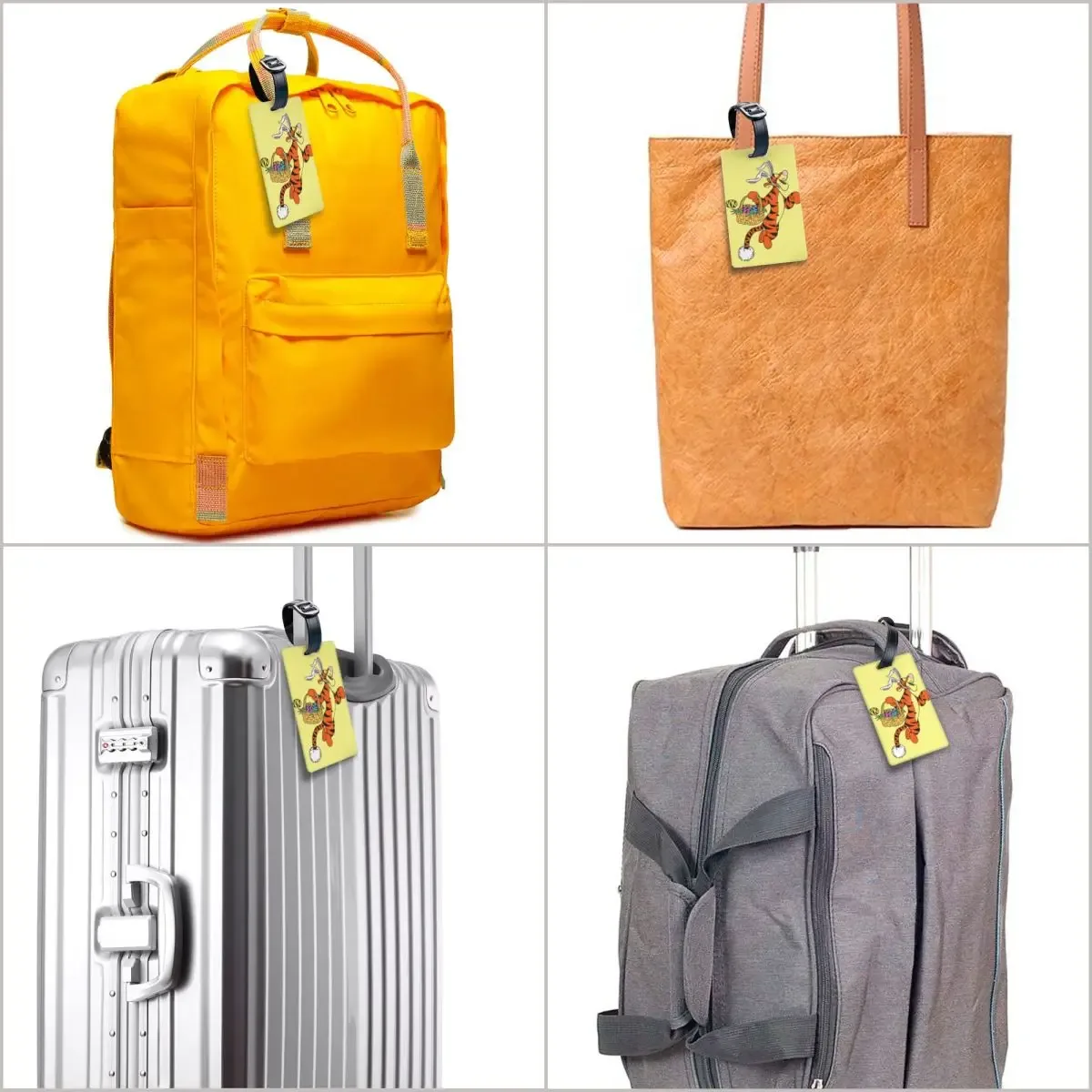 étiquette de bagage personnalisée avec dessin animé tigger et winnie l'ourson, protection de la vie privée, étiquettes de bagages, étiquettes de sac de voyage, étiquettes de valise