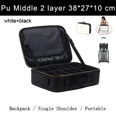 nouveau sac cosmétique en cuir pu crocodile boîte de maquillage professionnelle grande capacité stockage voyage toilette valise de maquillage